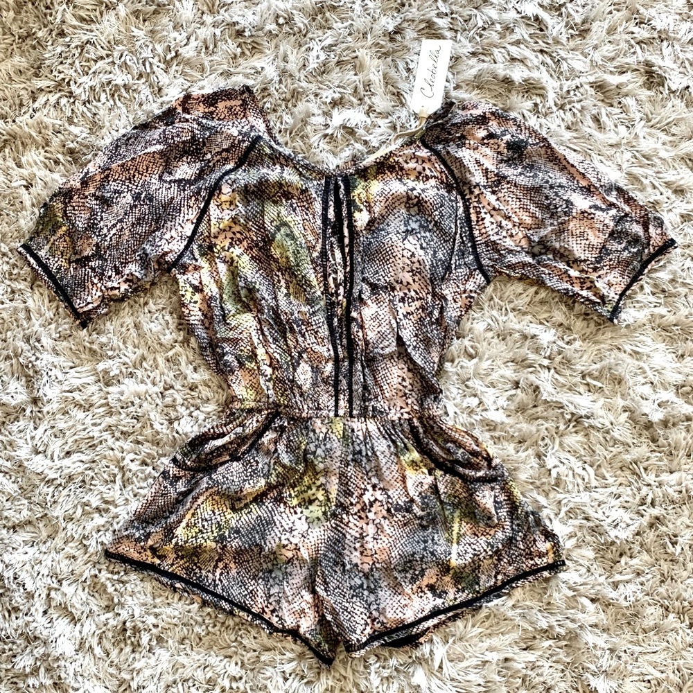 NEW Cleobella Snake Print Romper Jumpsuit Small